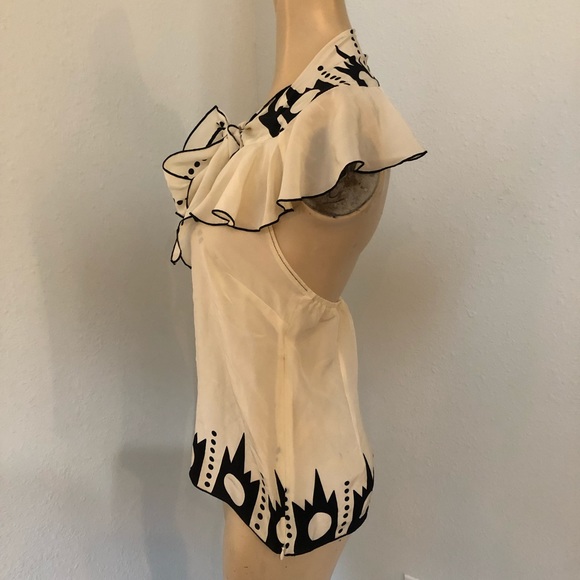 Anna Sui 100% silk front bow tie shirt 4 open back - Picture 2 of 8